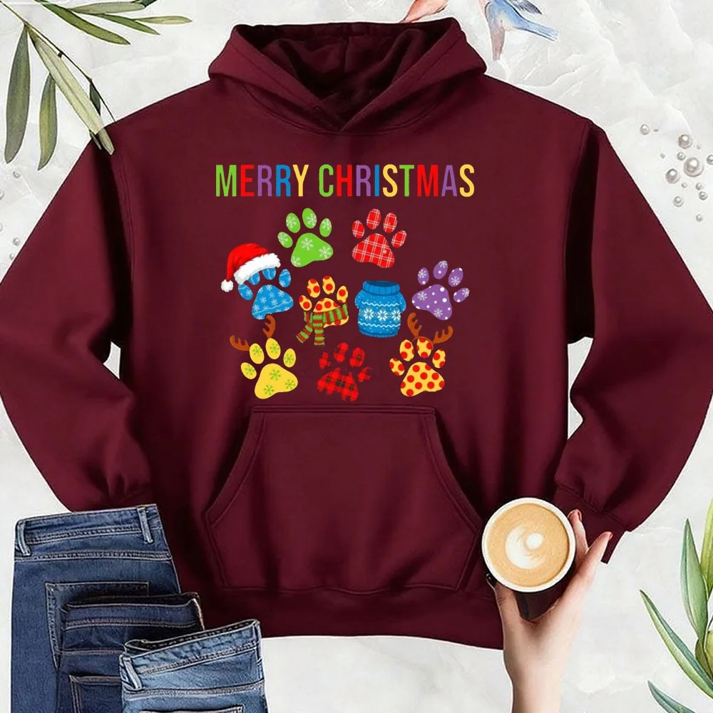 عيد ميلاد سعيد البلوز المطبوعة الكلب الكفوف احتفالي حفلة عيد الميلاد هدية الرجال البلوز طويلة الأكمام الشارع أزياء رياضية #4