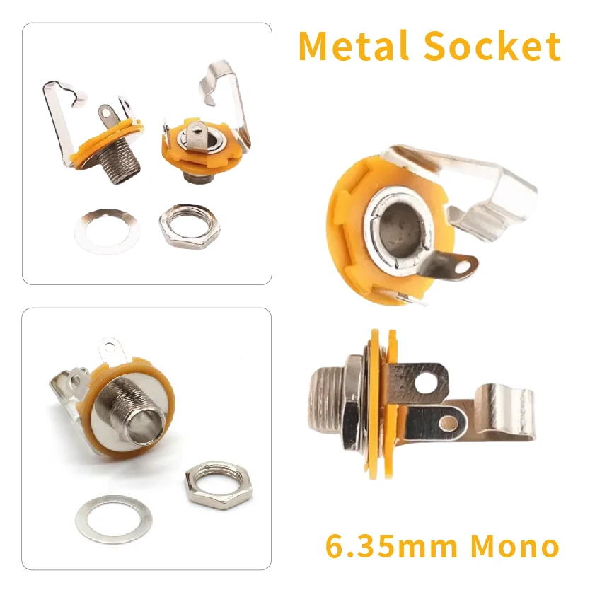 

3 Pole 6.35mm Jack Audio Female Connector Solder Welding Type Panel Socket Mono TS Panel Chassis Mount