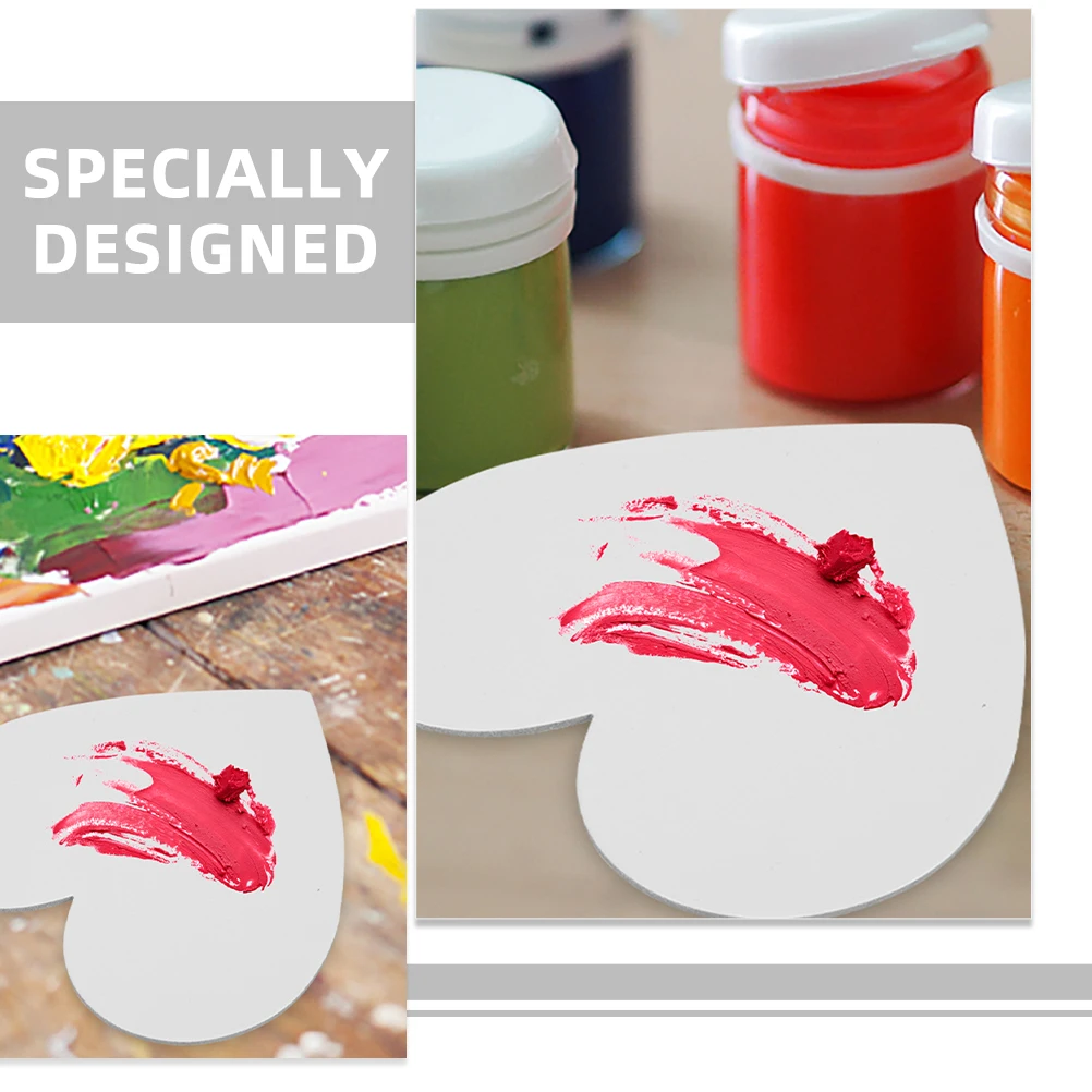 

6 Pcs Oil Painting Board Drawing Plates Heart Shaped Frames Canvas Boards for Students Artists Durable Wooden Art Supplies Blank