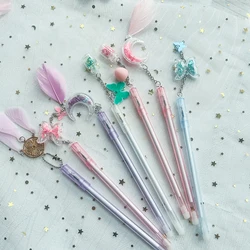 4 PCs Kawaii Stationery Glitter Gel Pen Cute Pendant Pen School Supplies Girl's Charm Bling Pens Korean Stationery Accessories