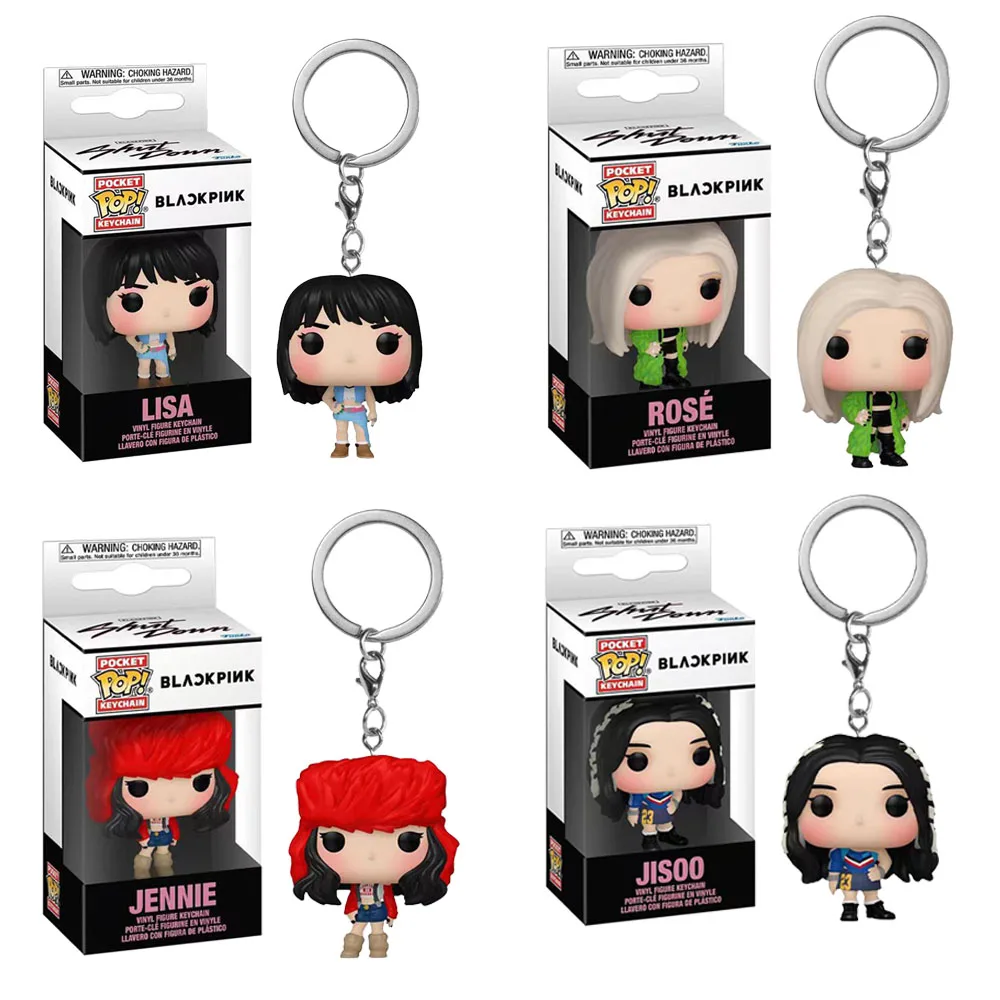 New Keychain 4 styles Rose Jisoo Jennie Lisa Vinyl Action Figure Collection Model Toys for Birthday Gifts