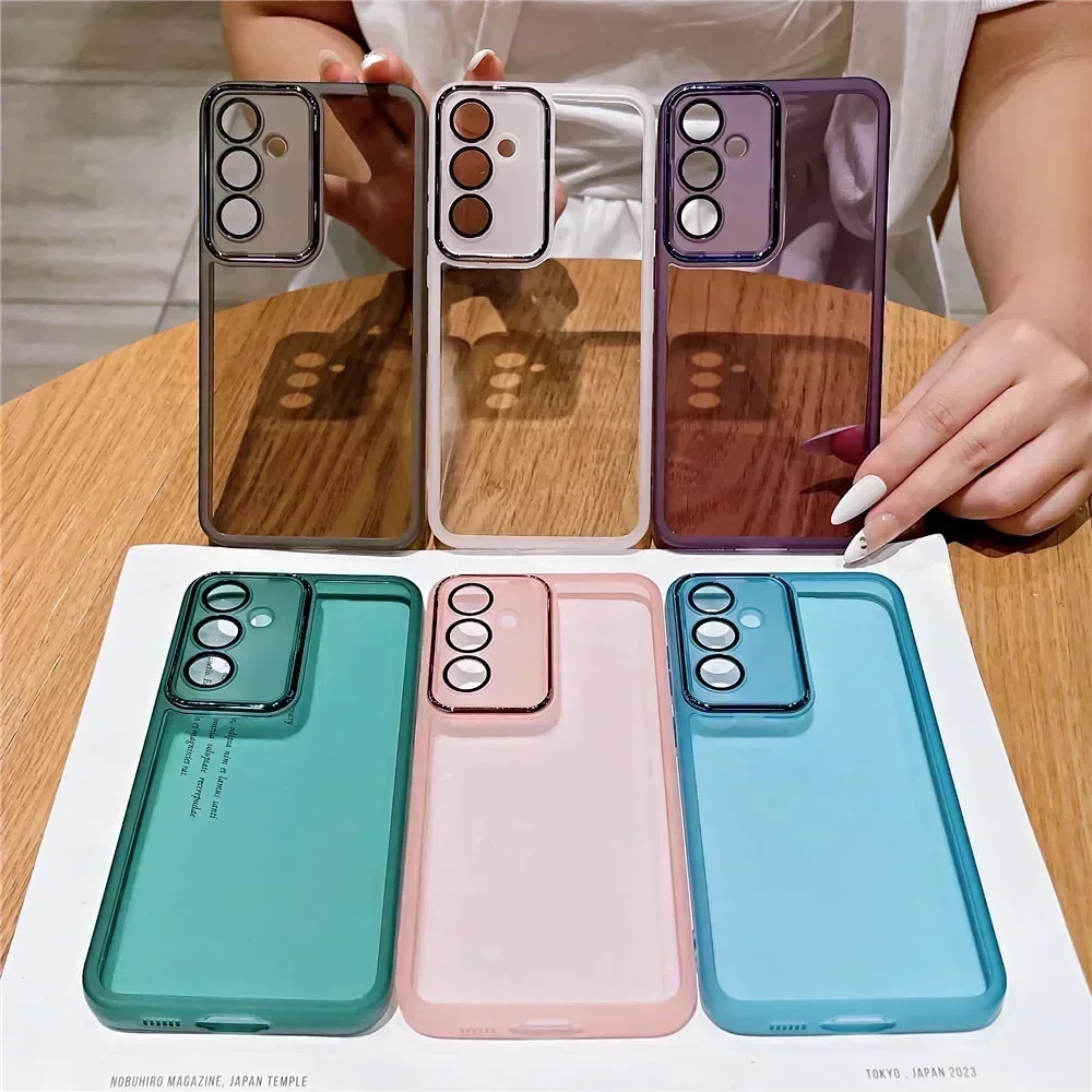 Phone Case For Samsung S23 Ultra S20 S21 FE S22 Plus M13 M33 M53 M14 M54 A31 Camera Protection Film Transparent Silicone Cover