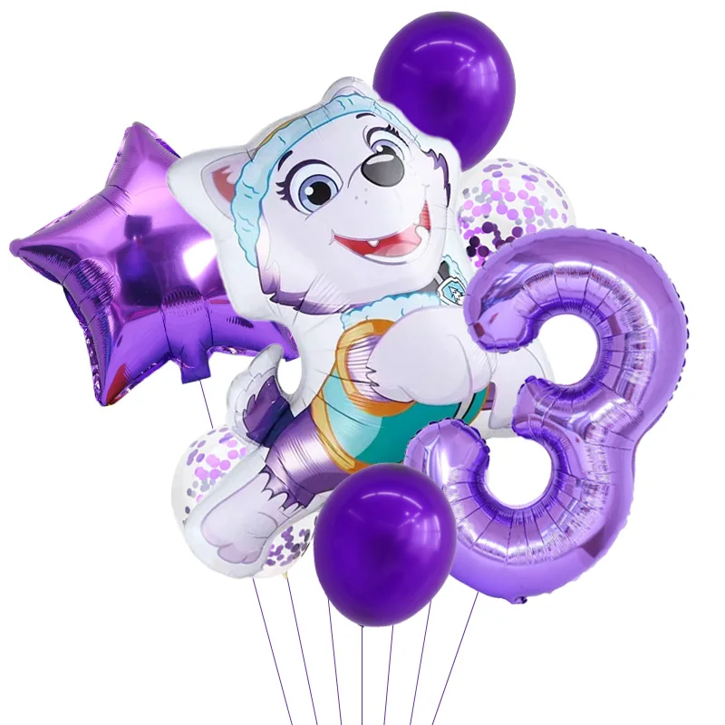 7Pcs Cartoon Paw Patrol Foil Balloon palloncini in lattice Ryder Rocky Zuma Everest Party Decoration Girl Boy Birthday Globos balloon