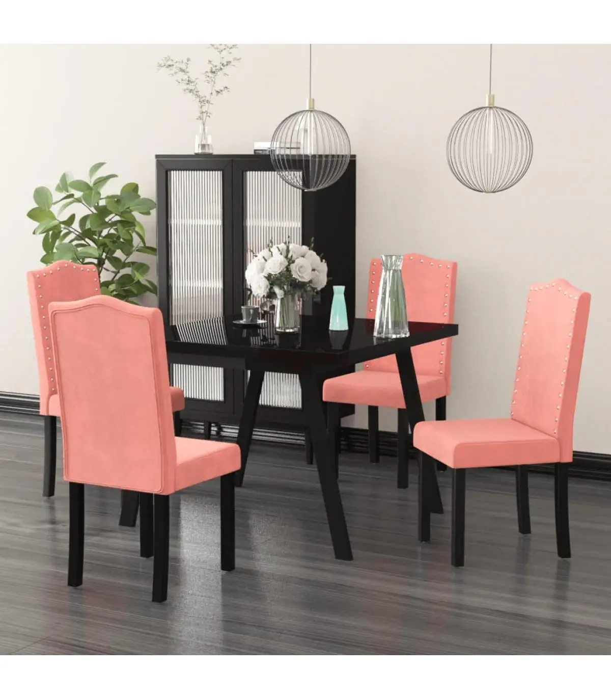 Dining chairs dining chairs 4 units pink velvet