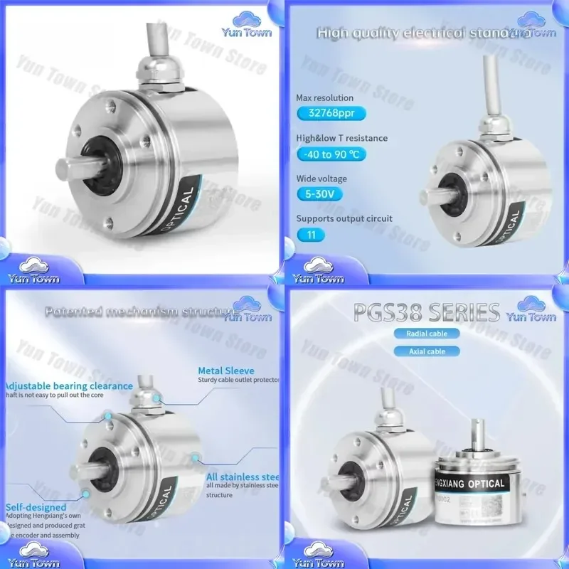 IP67 Protection Encoder PGS38 for Industrial Automation Equipment Solid Shaft Stainless Steel Housing 120-32767 PPR Anti-EMI