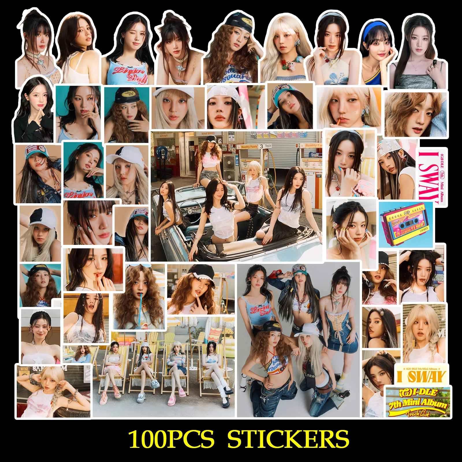 100 pz/set Kpop (G) I-DLE INEVER DIE Album di adesivi GIDLE Lomo Carte Ragazze Bruciare Carta fotografica Cartolina Adesivi Ventole Regalo