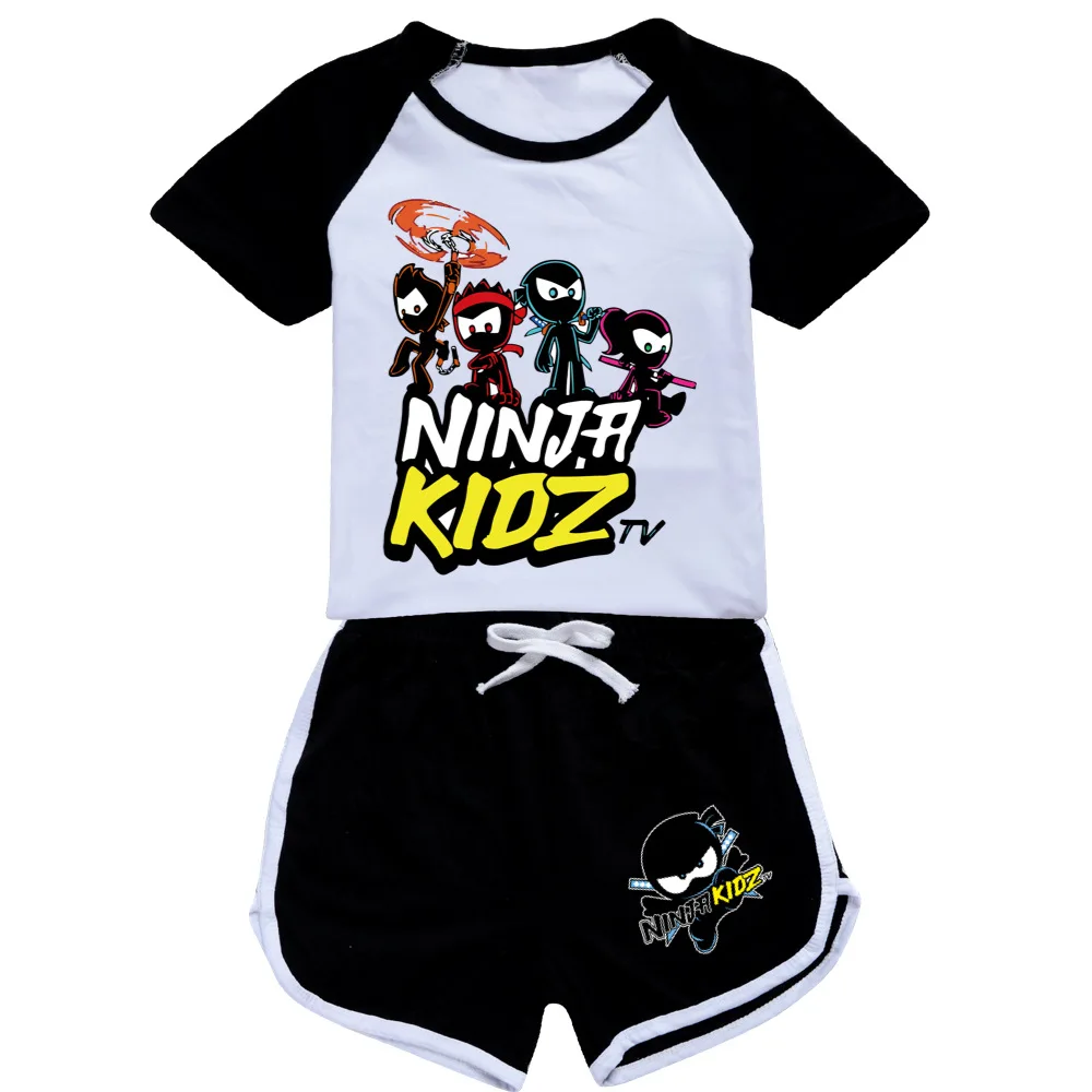 NINJA KIDZ Kids Clothes Summer Baby Girls T shirt Pants Set Boys Casual Short Tops Suit toddler Children pajamas clothes