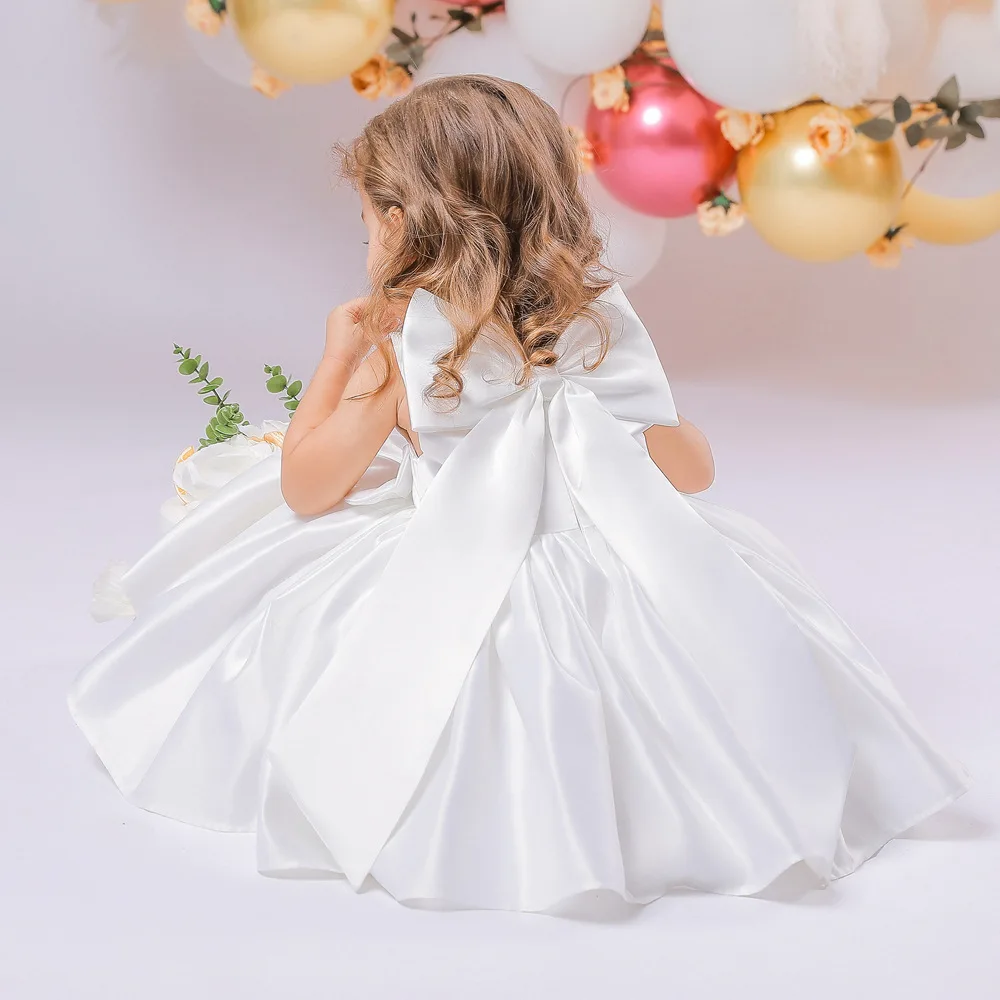 2026 New Children's Birthday Dress Baby First Year Princess Wedding Dress Skirt with Large Bow Baby for Elegant Toddler Girls