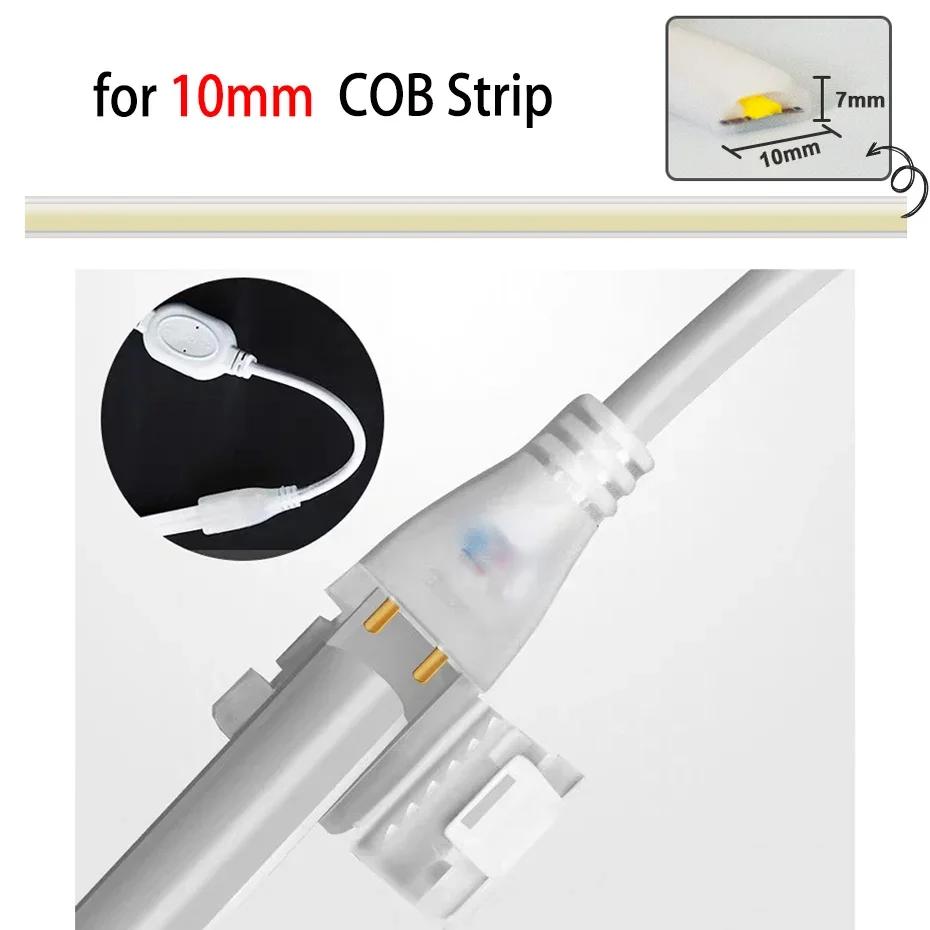 220V EU AU LED Strip Plug with Switch/4Key Dimmer for COB 288LEDs 10mm Light Strip Connector 2pin COB Led Strip  Accessories
