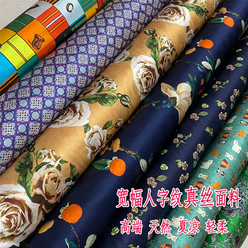 

Herringbone Silk Fabric 21momme Wide Printing Elastic Clothing Shirt Dress