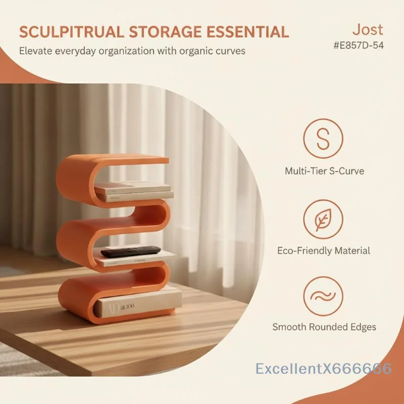 S-Shaped 3D Printed Book Stand Modern Art Sculptural Desktop Bookshelf for Office Desk Book Display Organizer