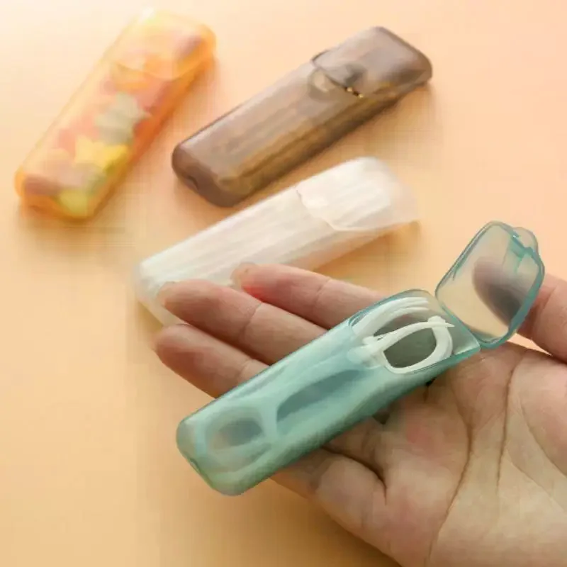 1Pcs Portable Travel Mini Transparent  Dental Floss Storage Box Restaurant Oral Care Disposable Toothpicks And Cotton Swabs Box