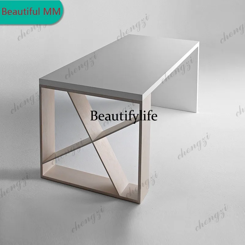 P182 P182 Nordic Solid Wood Office Desk Modern Minimalist Designer White Executive Desk Creative Computer Office Furniture Escri