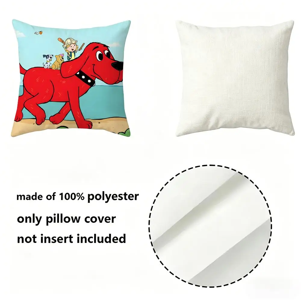 Cartoon Clifford the Big Red Dog-g Cushion Cover Pillow Case Anti-dustmite Pillowcase Silky Short Plush Sofa Cushion Cover hot - view 6