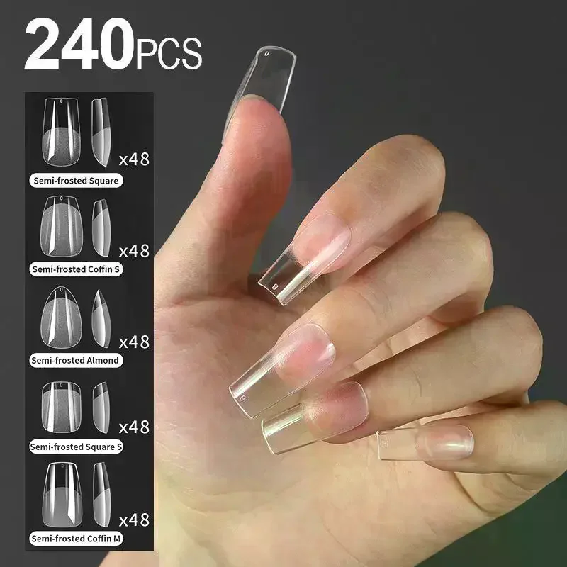 240/276Pcs Full Cover Press On Nail Tips Stiletto Almond Square Coffin French Soak Off Gel Nail Extension Tips