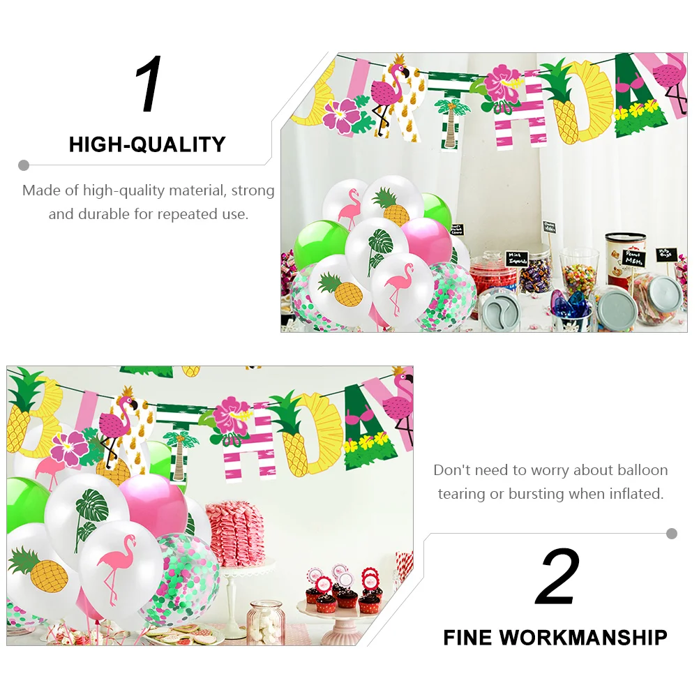 

1 set High-Quality Hawaiian Birthday Balloon Cake Topper Banner Set Rich Colors Fade-Resistant Party Supply