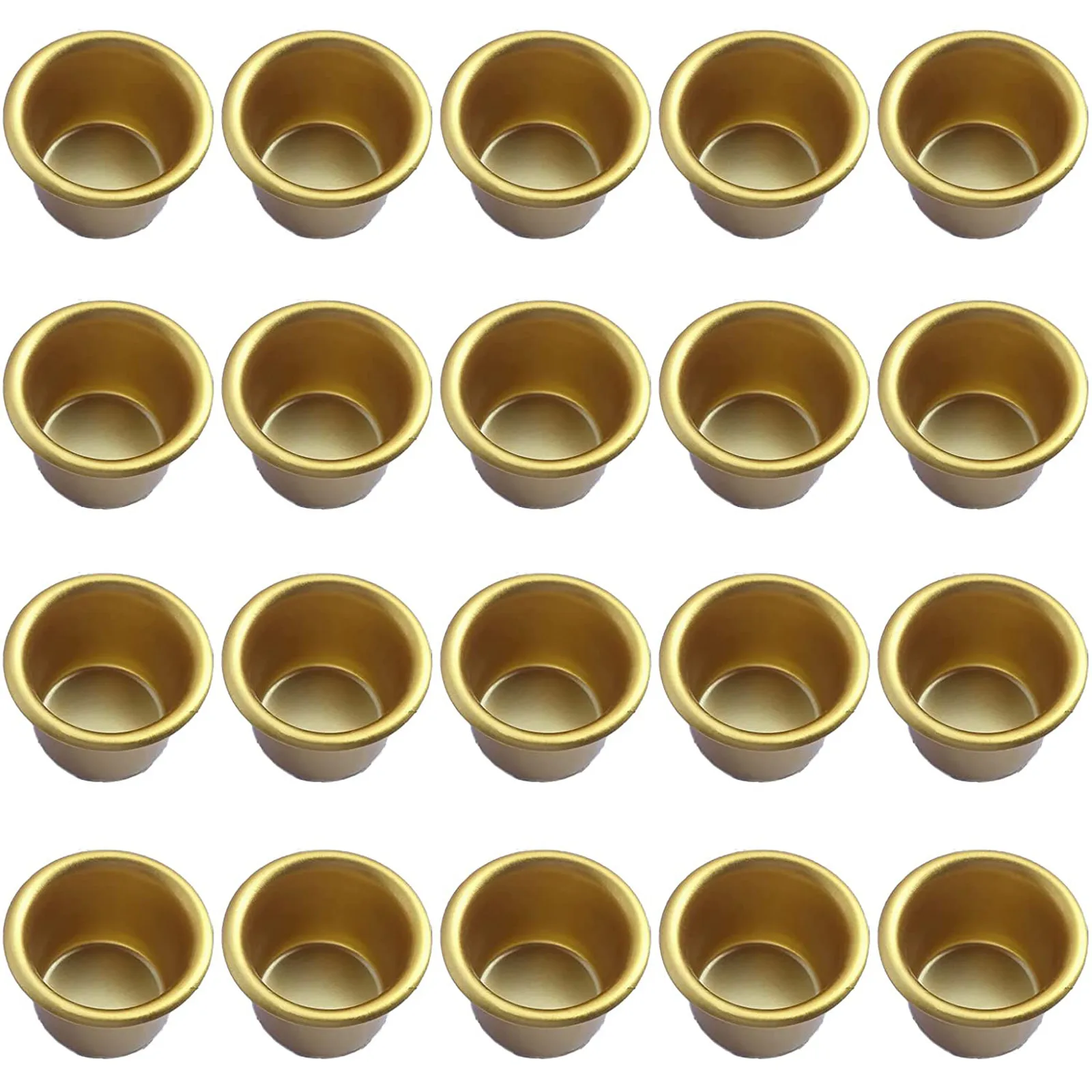 20pcs Golden Candle Cup Simple Metal Candle Insert For Taper Candles Decorative Diy Candle Holder Home Mini Aluminum Cups