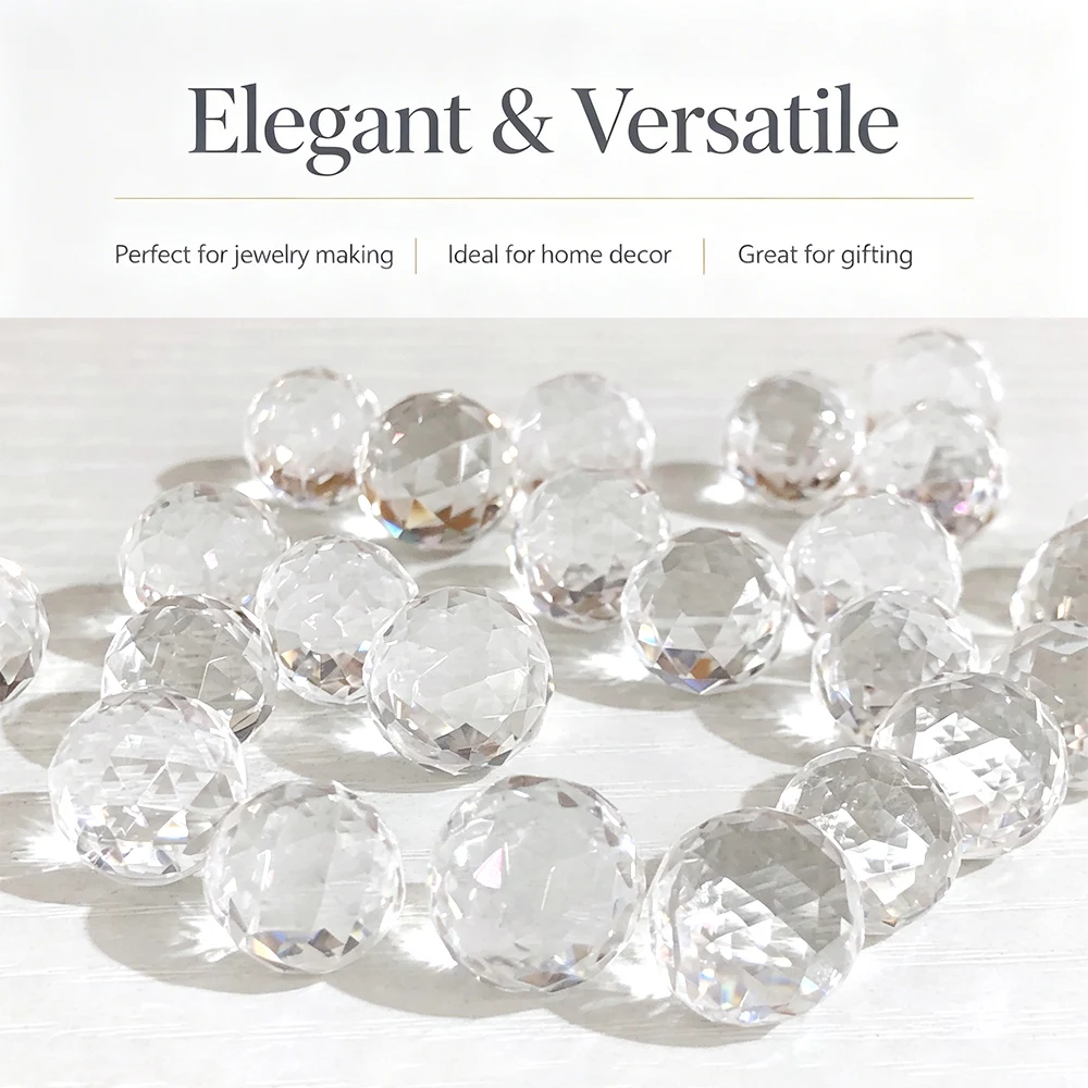 1pc Natural Stone Clear Quartz Crystal Faceted Cut Sphere Crystals Stones Gemstones Minerales Home Decoration DIY Accessories