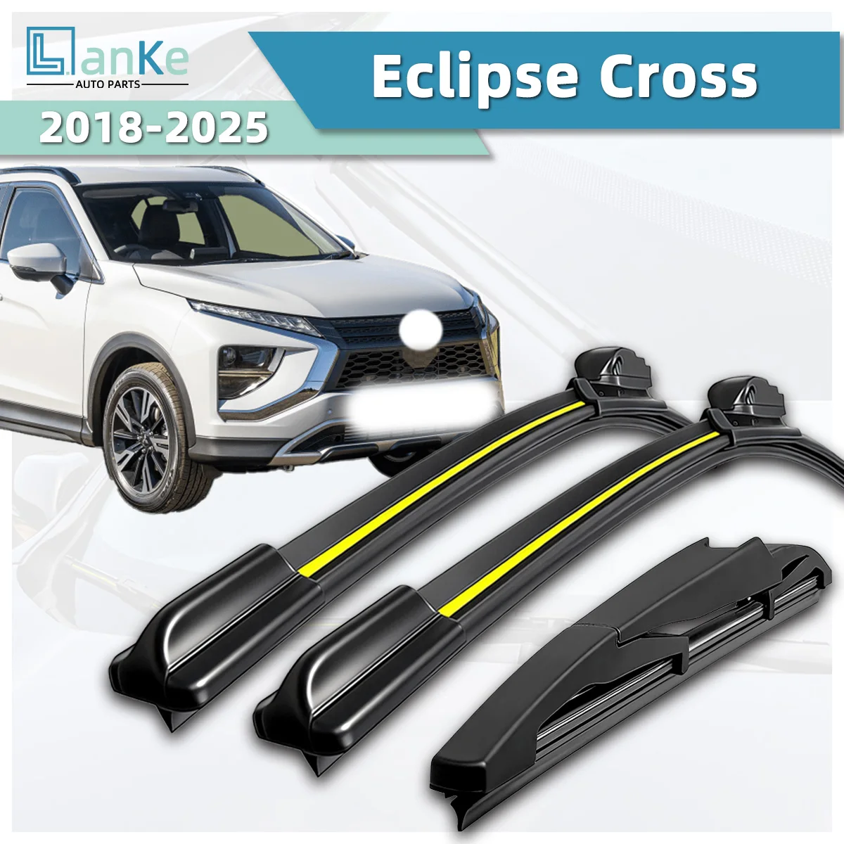 Lanke Scheibenwischer passend für Mitsubishi Eclipse Cross (2018-2025) – Naturkautschukstreifen, knochenlos, geräuscharm, Auto-Windschutzscheibenwischer, Autoteile