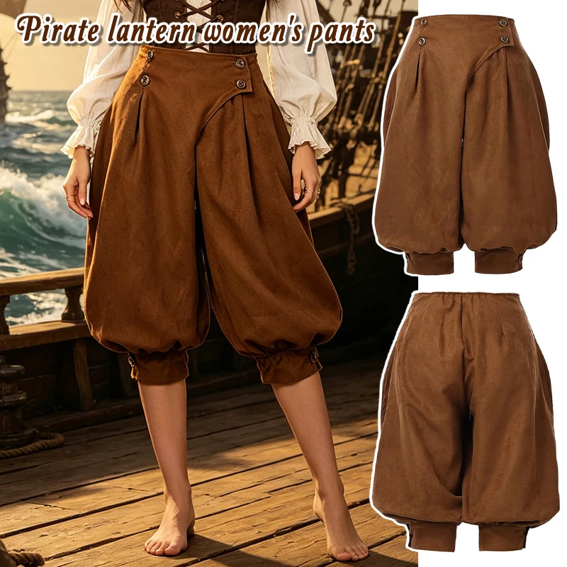 

Vintage Steampunk Trousers Renaissance Medieval Women Retro Pirate Suede Pants Horseman Castaways Costume Colonial Bloomers