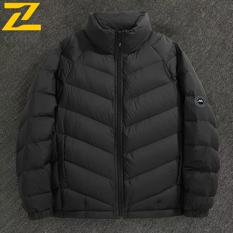

COMXZ Мужская куртка-пуховик на утином пуху, уличная лыжная теплая парка, повседневная куртка с воротником-стойкой, уличная мода, легкий наполнитель, пух 2025