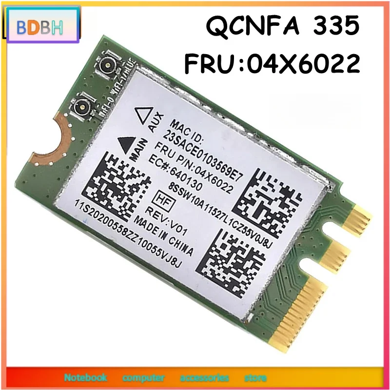 Беспроводная карта BD FOR Atheros QCNFA335 WLAN Wi-Fi Bluetooth 4.0 NGFF для G40-30 45 70 B50 V1000 FRU:04X6022 04X6022