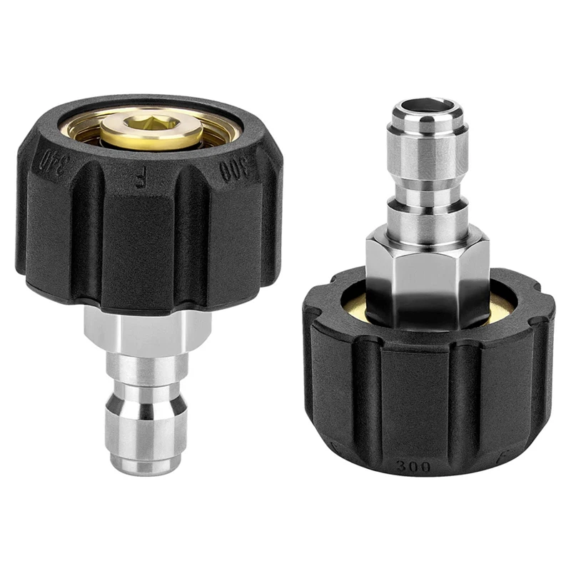 Pressure Washer Adapter Set, Pressure Washer Quick Connect M22 14Mm X 3/8 Inch Quick Disconnect Plug,5000 PSI 2Pcs