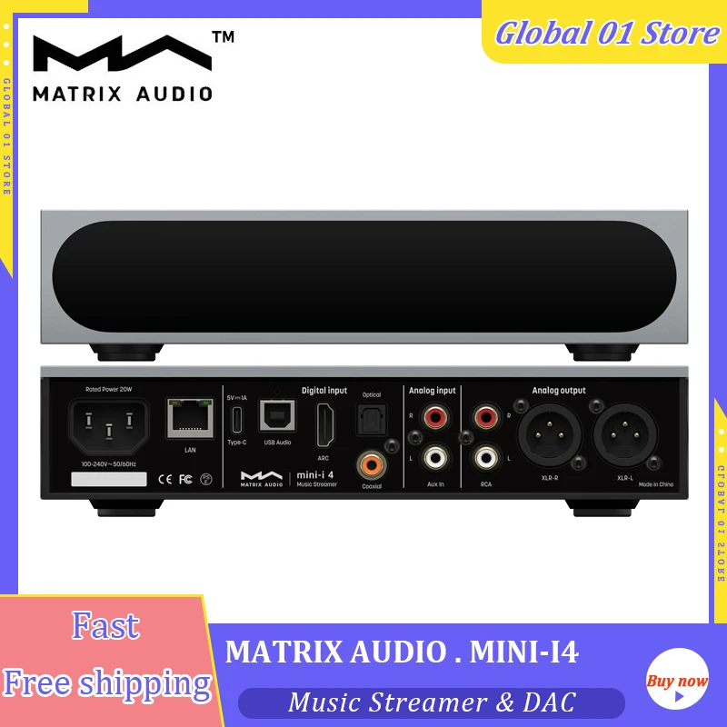 

Matrix mini-i 4 Music Streamer ES3039Q2M Decoder Touch Screen MA Player High-quality USB DAC 32Bit 768KHz DSD512 Balanced Output