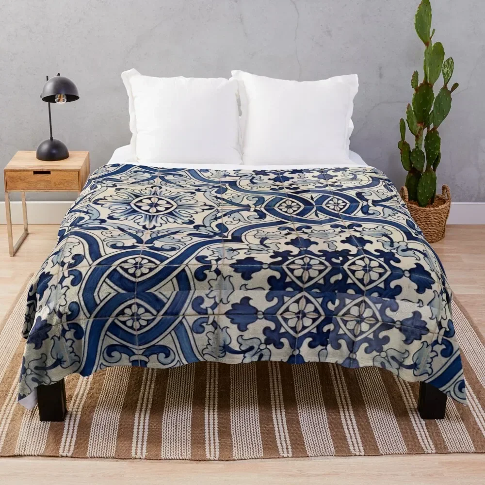 

Beautiful Blue Portuguese tile - Azulejo Throw Blanket Moving Tourist for babies Blankets