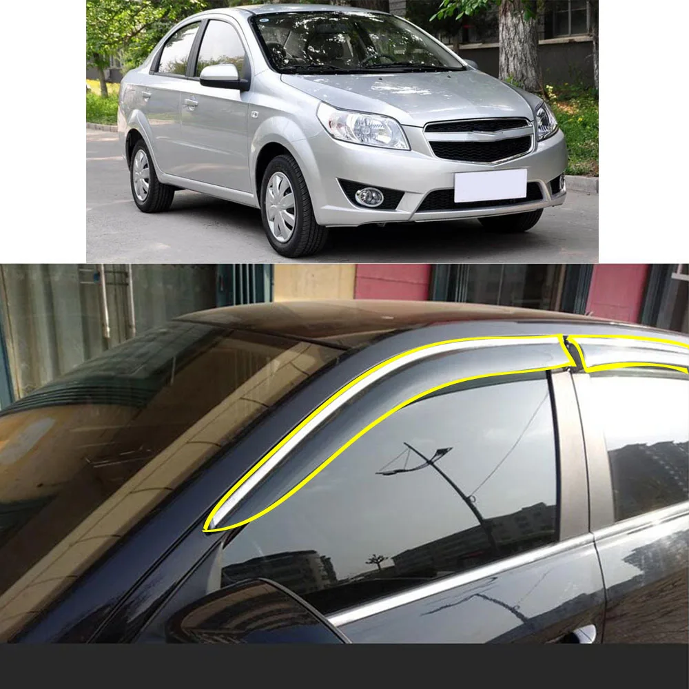 Car Sticker Plastic Window Glass Wind Visor Rain/Sun Guard Vent For CHEVROLET LOVA Sedan 2005 2006 2007 2008 2009 2010 2011-2012