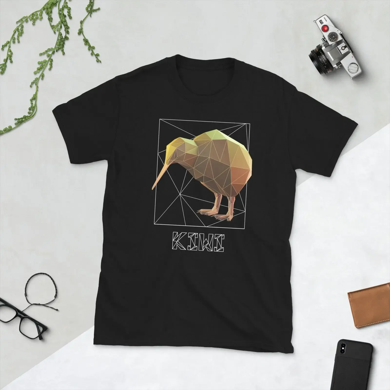 Kiwi Bird Polygon Art T Shirt New Zealand vintage Washed Stylish Versatile graphic designer clothes Breathable fashion