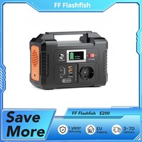 FF Flashfish Lithium-ion Battery E200 Portable 151Wh Power Station With AC/DC/USB Outputs, Solar Rechargeable, Ultra-bright LCD