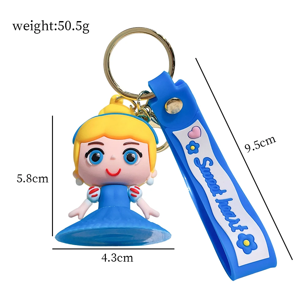 Cute Disney Princess Series Keychain for women Key Ring trinket cartoon Mermaid Princess car Key Chain girl key Bag pendant