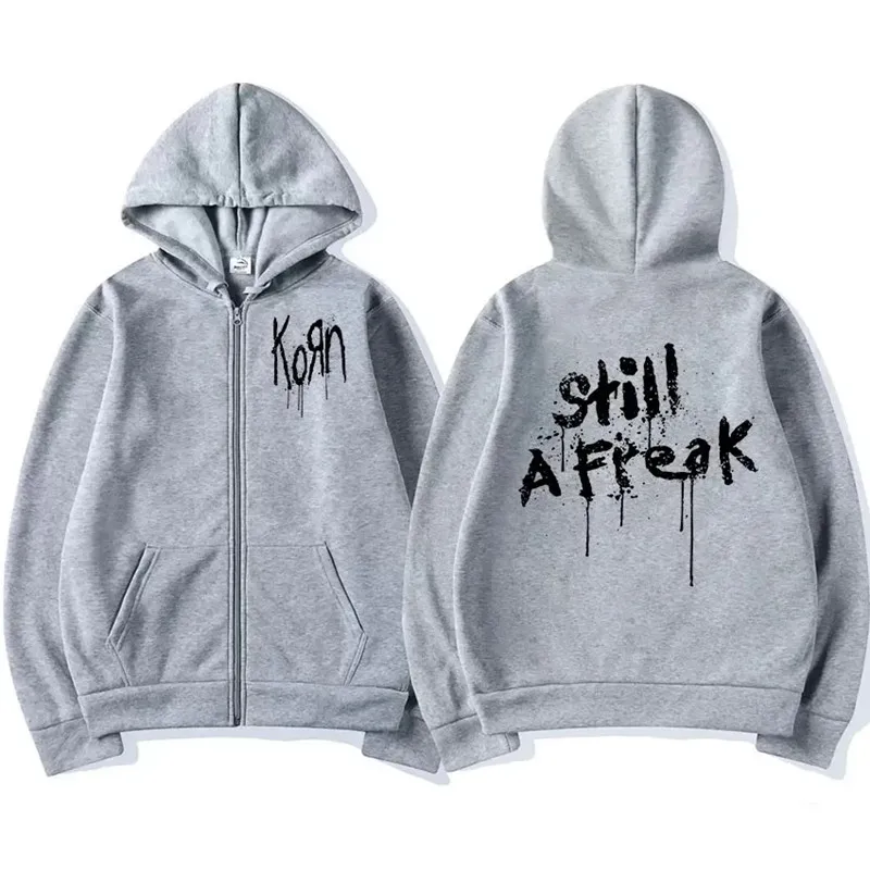 Korn Music Concert Rock Band WORLD TOUR Zipper Hoody Men Female Hip Hop Metal Gothic Zip Up Sweatshirt Male Retro Punk Coats