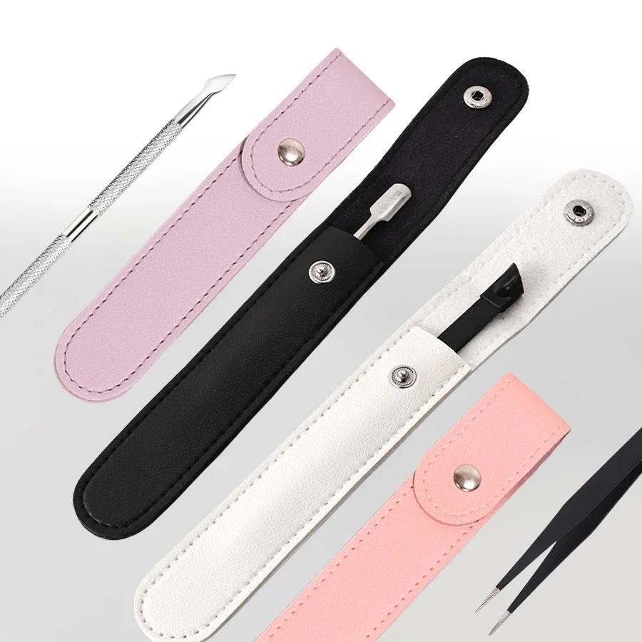 

Защитный чехол из искусственной кожи для толкателя кутикулы, средство для удаления омертвевшей кожи, пинцет для дизайна ногтей, сумка для хранения ресниц