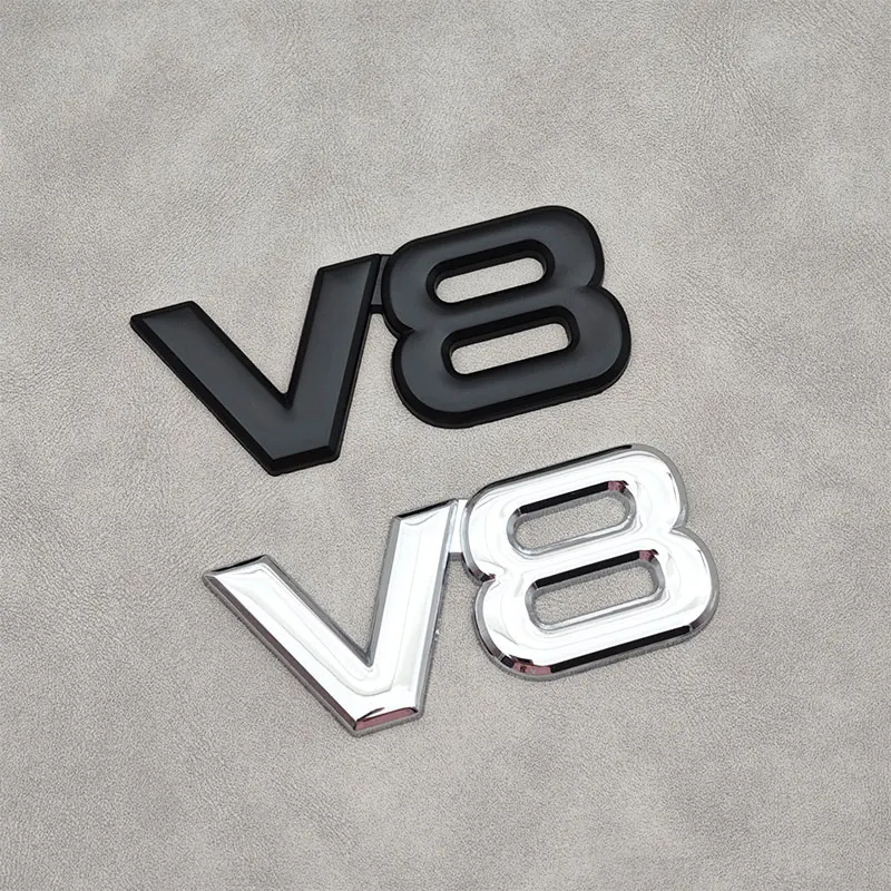 ثلاثية الأبعاد معدن كروم أسود V8 لاصق الشعار درابزين الجانب شعار السيارات الخلفي الجذع شارة لسيارة دراجة نارية SUV الملحقات