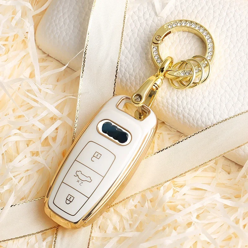 TPU Car Remote Key Case Shell Cover for Audi A6 A7 A8 E-tron C8 D5 Q7 Q8 2018 2019 Protector Holder Fob Accessories