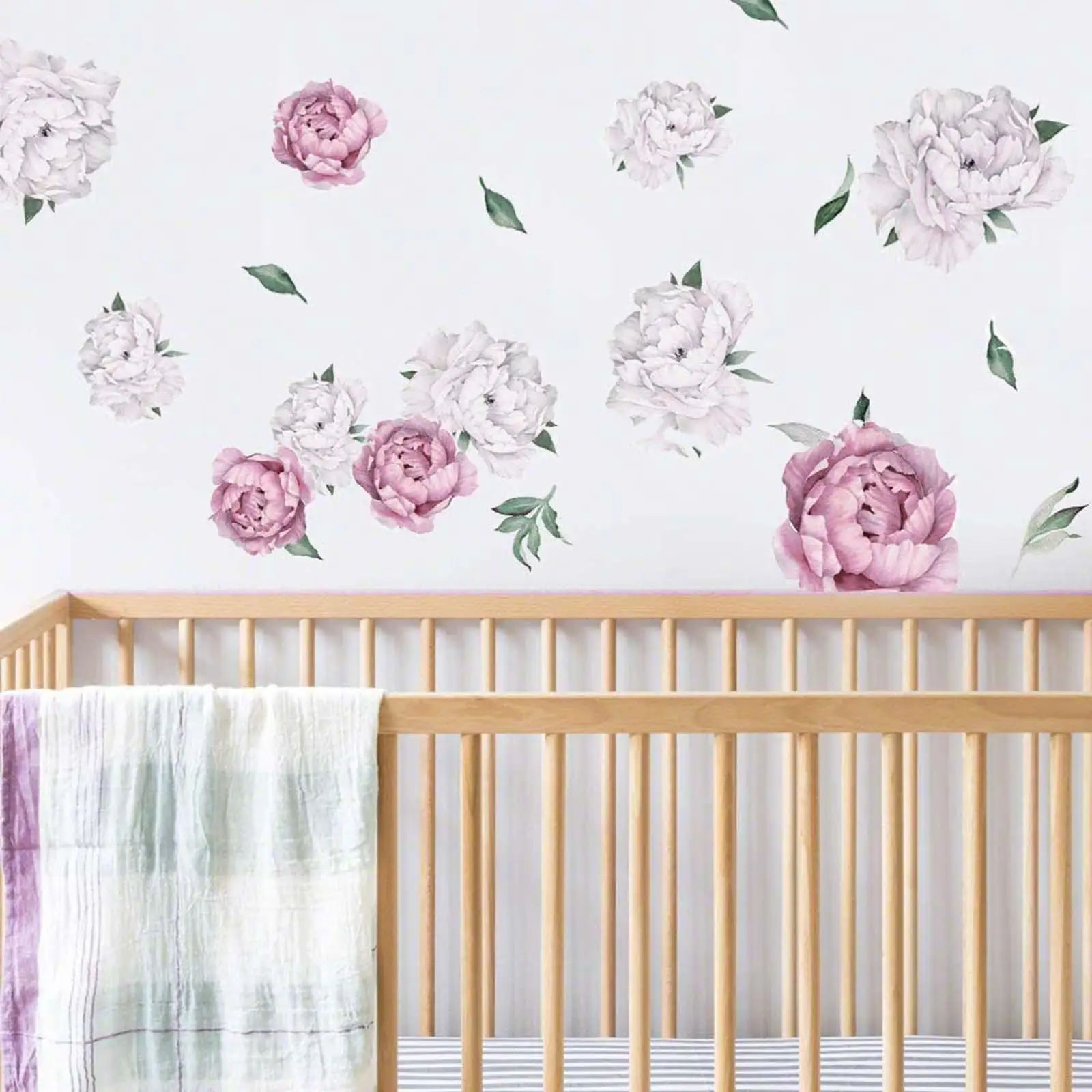 Peony Flowers Wall Stickers Applique Floral Wall Decals for Wall Art Decor