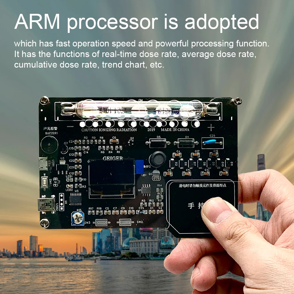 DIY Geiger Counter Kit Assembled Module Nuclear Radiation Detector X γ β rays Iodine 131 Detecting OLED Display Radiation Tester