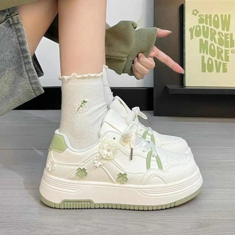 New Spring Autumn Kids Thick-Soled Non-Slip Casual Shoes Girls Sticker White Sneakers Large Size Children Breathable shoes
