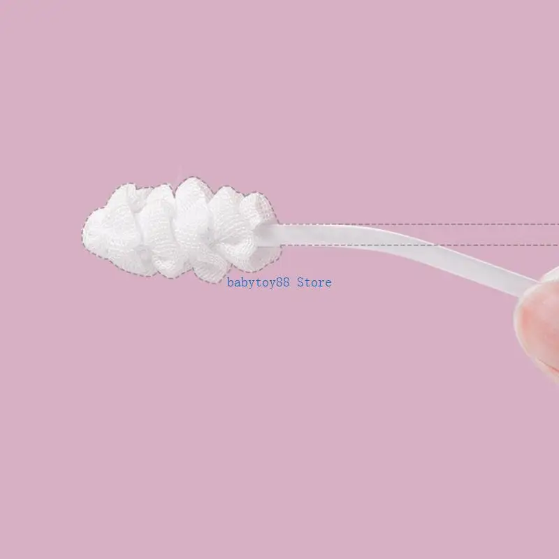 Y4UD 30Pcs Baby Tongue Cleaner with Paper Handle Disposable Infant Toothbrush