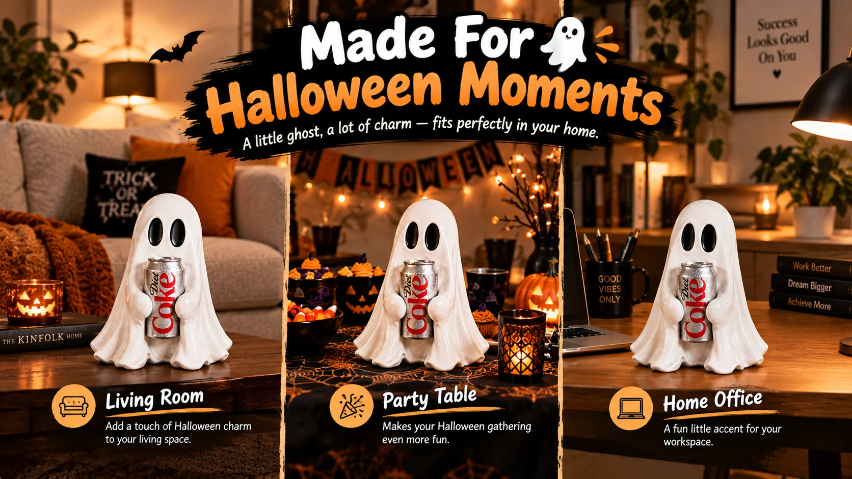 Lustige Geisterfigur mit Limonadendose aus Harz, Halloween-Schreibtischdeko, niedliches gruseliges Raumornament, Geschenk für Heim- und Bürodekoration – Detail 5