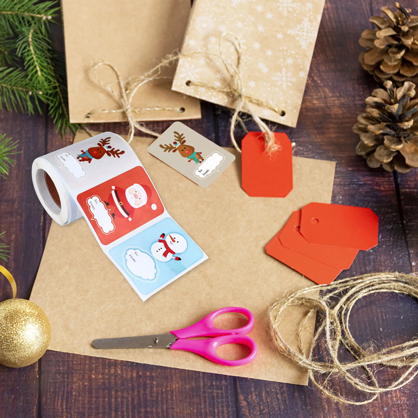 علامات هدايا العيد، ملصقات عيد الميلاد، أنماط متنوعة ذاتية اللصق لبطاقات المعايدة DIY، ملصق هدايا لسكرابوكينغ