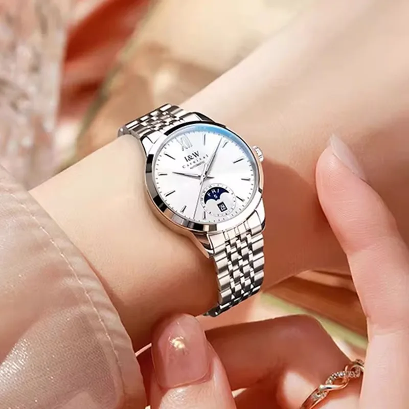 Jam Tangan Mekanis Mewah Bermerek CARNIVAL untuk Wanita Jam Tangan Gerakan Otomatis Safir Modis Wanita Jam Tangan Tahan Air Reloj Mujer