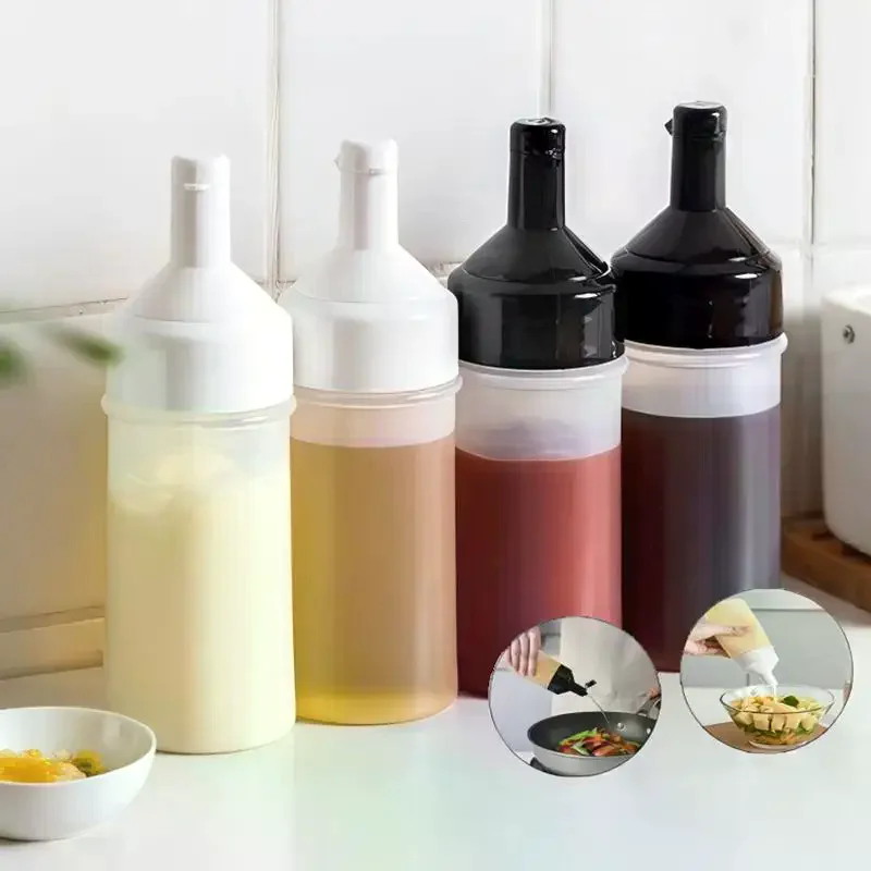250Ml Kitchen Squeeze Seasoning Bottle With Rack Leak-Proof Condiment Empty Bottles