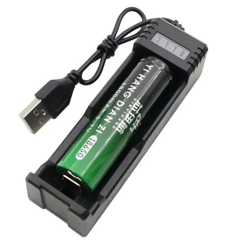 Pengisi daya baterai Lithium Universal, pengisi daya baterai Lithium isi ulang cepat Universal USB 18650 1 Slot 14500 untuk 16650 14650 18500