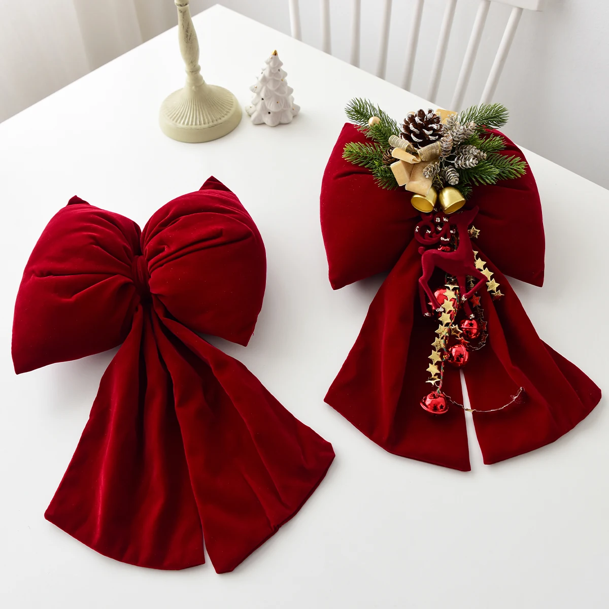 1 piece of Christmas decoration velvet three-dimensional Christmas bow hotel Christmas tree holiday party decoration