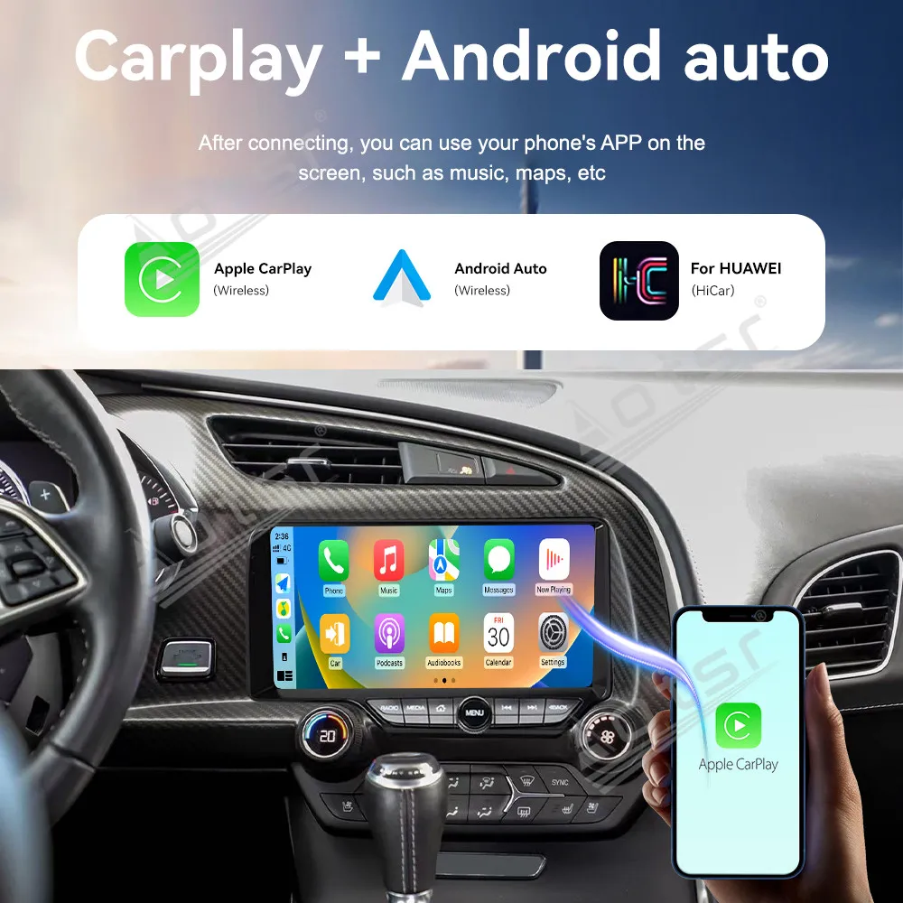 8 + 256G أندرويد 13 CarPlay مشغل راديو السيارة GPS نافي لشروليه كورفيت C7 2013-2020 AutoRadio ستيريو الوسائط المتعددة carplay وحدة #4