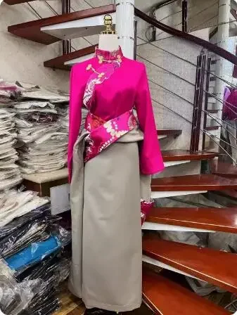 Chemises Tibétaines Chinoises pour Femmes, Ensembles de Robe, Costumes de Scène de Performance, Printemps et Automne