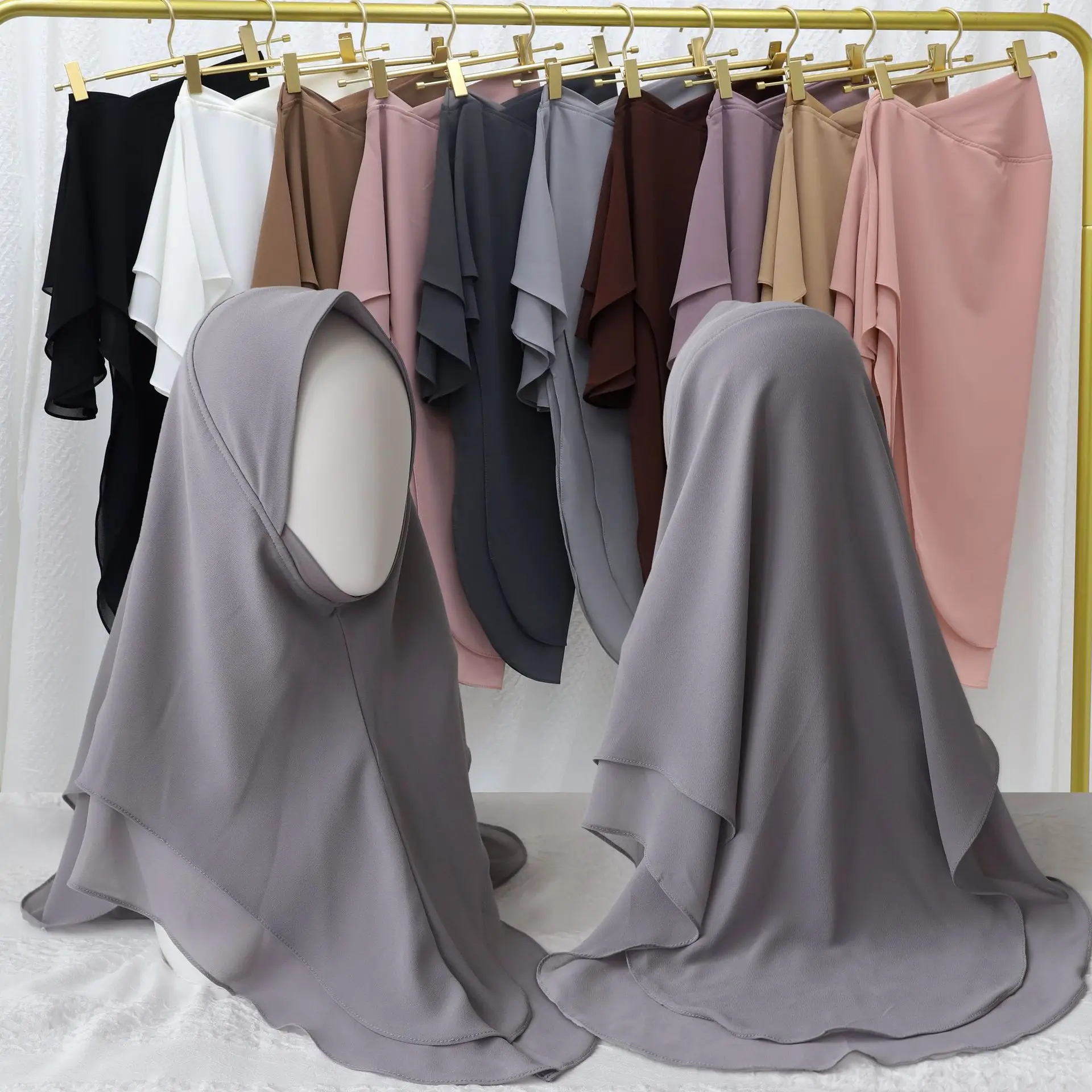Donne di Un Pezzo Amira Hijab Istantaneo Sciarpa Hijab Shaw Khimar Turbante Modesto Preghiera Musulmana Hijab Arabo Femme Musulman Foulard